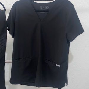 Figs 2 pocket scrub top, black, M